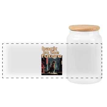 Illustration Cyberpunk de science-fiction - Boîte à biscuits avec couvercle en bois - blanc - Devant