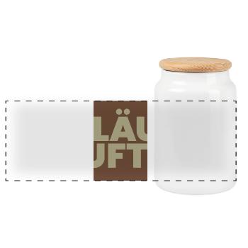 LÄUFT  Typo Retro Kontrast - Panorama Keksdose mit Holzdeckel - Weiß - Vorne