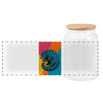 Pangolin Pop Art - Panoramic Cookie Jar with Wooden Lid - white - Front