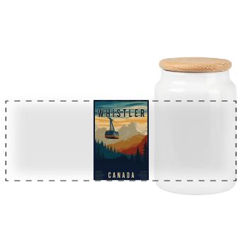 Discover Winter Wonderland Whistler in Canada - Panoramic Cookie Jar with Wooden Lid - white - Front
