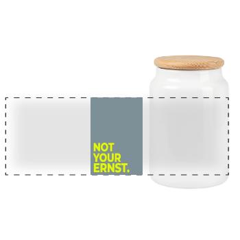 Not Your Ernst – Minimal Statement Poster - Panorama Keksdose mit Holzdeckel - Weiß - Vorne