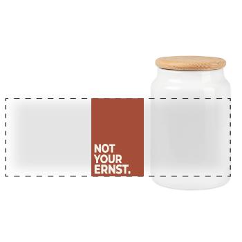 Not Your Ernst – Terracotta Minimal Art - Panorama Keksdose mit Holzdeckel - Weiß - Vorne
