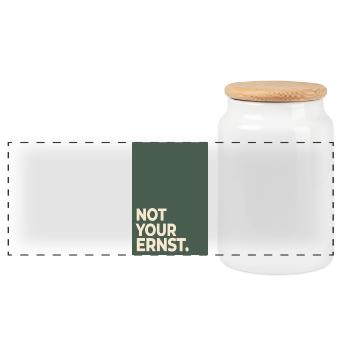 Not Your Ernst – Moss Green Statement - Panoramic Cookie Jar with Wooden Lid - white - Front