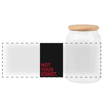 Not Your Ernst – Dark Red Statement Poster - Panorama Keksdose mit Holzdeckel - Weiß - Vorne