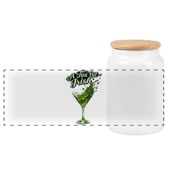 A Tiny Bit of Irish – Retro St. Patrick's - Panoramic Cookie Jar with Wooden Lid - white - Front