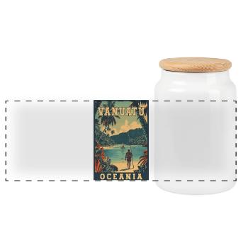 Explore Vanuatu In Oceania Tropical Paradise - Panoramic Cookie Jar with Wooden Lid - white - Front