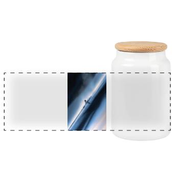 Blauer Diagonal-Schneereiter - Panorama Keksdose mit Holzdeckel - Weiß - Vorne