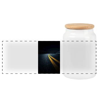 Perspective de la route de minuit - Boîte à biscuits avec couvercle en bois - blanc - Devant