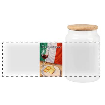 Mode de vie italien : vin et pain - Boîte à biscuits avec couvercle en bois - blanc - Devant
