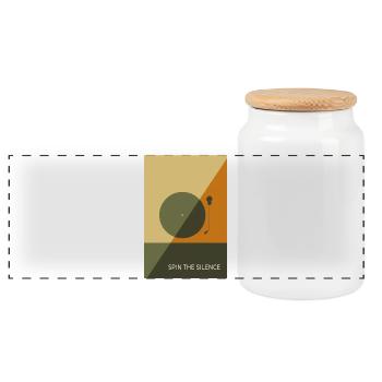 Spin The Silence – Minimal Record Poster - Panoramic Cookie Jar with Wooden Lid - white - Front