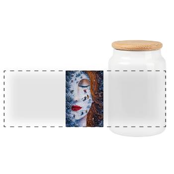 Winter Dream on Skin Miniature Fairy Tale - Panoramic Cookie Jar with Wooden Lid - white - Front