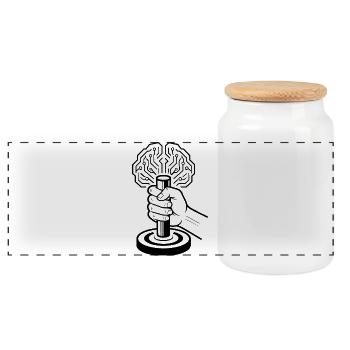 Intelligence artificielle cyborg du cerveau numérique - Boîte à biscuits avec couvercle en bois - blanc - Devant
