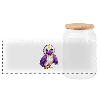 Dessin animé perroquet couleur de flamme - Boîte à biscuits avec couvercle en bois - blanc - Devant