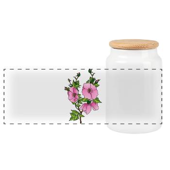 Blumen - Panorama Keksdose mit Holzdeckel - Weiß - Vorne