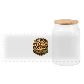 Bester Papa Limitierte Edition - Panorama Keksdose mit Holzdeckel - Weiß - Vorne
