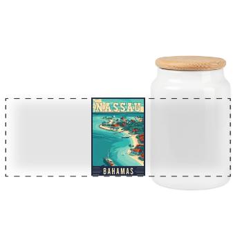 Découvrez les Bahamas et Nassau - Paradis tropical - Boîte à biscuits avec couvercle en bois - blanc - Devant