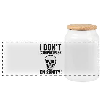 I Don't Compromise on Sanity Skull - Panoramic Cookie Jar with Wooden Lid - white - Front