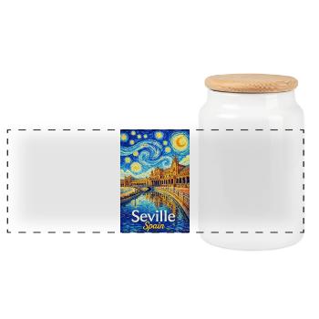 Seville Spain - Panorama Keksdose mit Holzdeckel - Weiß - Vorne
