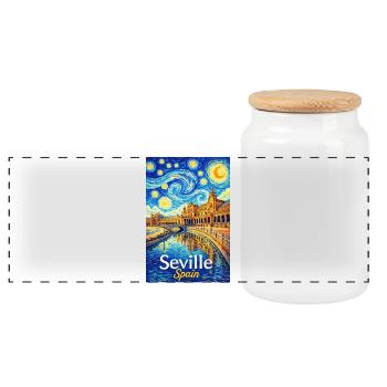 Seville Spain - Panorama Keksdose mit Holzdeckel - Weiß - Vorne