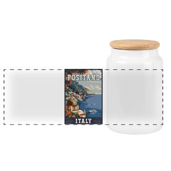 Erleben Sie das italienische Mittelmeerparadies von Positano - Panorama Keksdose mit Holzdeckel - Weiß - Vorne