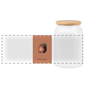 Sweet Cheeks – Minimal Peach Poster - Panoramic Cookie Jar with Wooden Lid - white - Front