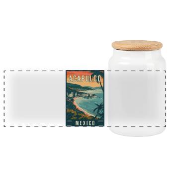 Discover Acapulco in Mexico Tropical Travel Art - Panoramic Cookie Jar with Wooden Lid - white - Front