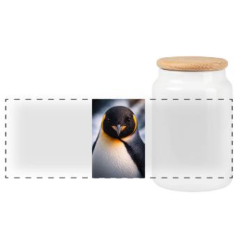 Penguin Gros Plan avec Contraste de Couleur - Boîte à biscuits avec couvercle en bois - blanc - Devant