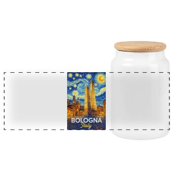 Bologne, Italie. - Boîte à biscuits avec couvercle en bois - blanc - Devant