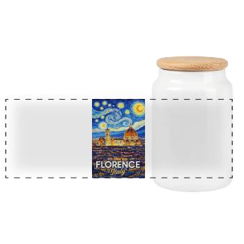 Florence, Italy. - Panoramic Cookie Jar with Wooden Lid - white - Front