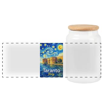 Tarent, Italie. - Boîte à biscuits avec couvercle en bois - blanc - Devant