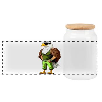 Cool Eagle - Panoramic Cookie Jar with Wooden Lid - white - Front
