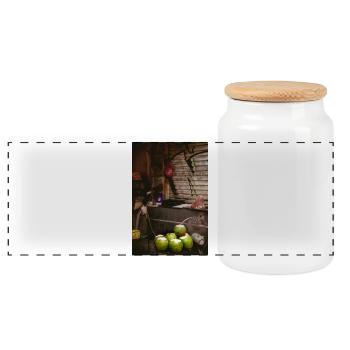 Graffiti du marché de la rue Coconut - Boîte à biscuits avec couvercle en bois - blanc - Devant