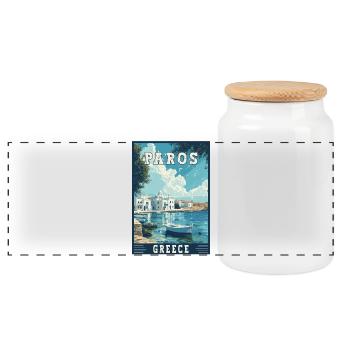 Découvrez Paros en Grèce dans le paradis méditerranéen - Boîte à biscuits avec couvercle en bois - blanc - Devant