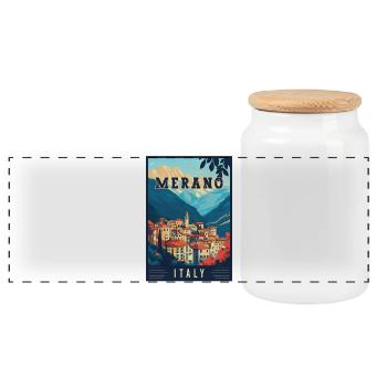 Entdecken Sie das atemberaubende Merano in Italien - Panorama Keksdose mit Holzdeckel - Weiß - Vorne