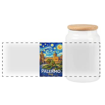 Palermo, Italien - Panorama Keksdose mit Holzdeckel - Weiß - Vorne