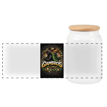 Conception urbaine de Gambros. - Boîte à biscuits avec couvercle en bois - blanc - Devant