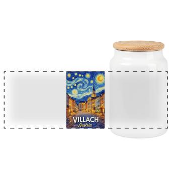 Villach, Autriche - Boîte à biscuits avec couvercle en bois - blanc - Devant