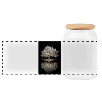 Lumière lumineuse d’arbre argenté - Boîte à biscuits avec couvercle en bois - blanc - Devant