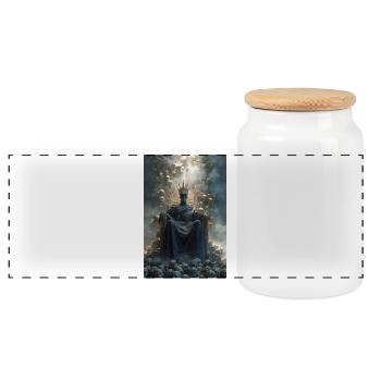 Skull Throne Crowned King - Panoramic Cookie Jar with Wooden Lid - white - Front