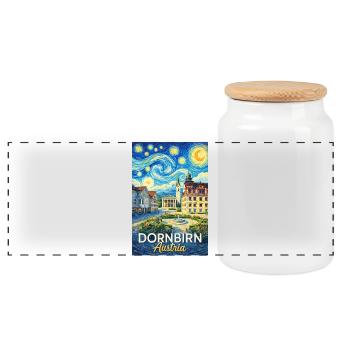 Dornbirn, Autriche - Boîte à biscuits avec couvercle en bois - blanc - Devant