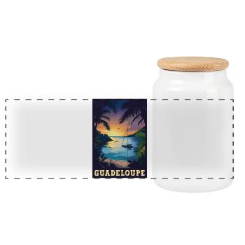 Entdecken Sie die Schönheit der Insel Guadeloupe - Panorama Keksdose mit Holzdeckel - Weiß - Vorne