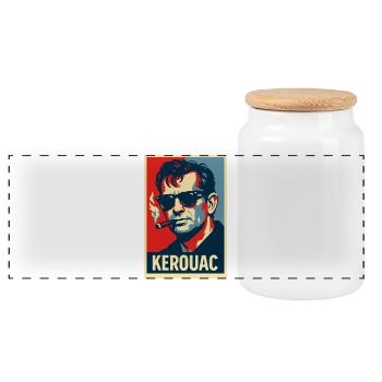 Jack Kerouac Rebellenporträt - Panorama Keksdose mit Holzdeckel - Weiß - Vorne