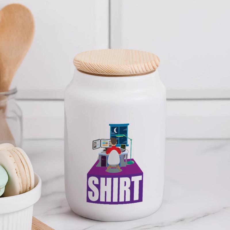 Codeur de nuit Programmeur Graphique de bureau Boîte à biscuits avec couvercle en bois