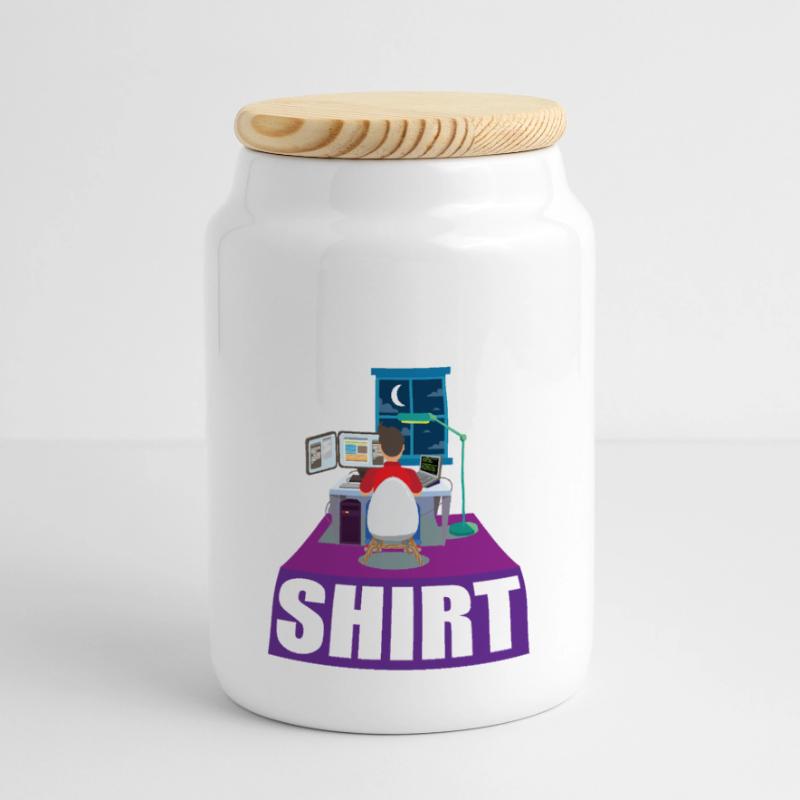 Codeur de nuit Programmeur Graphique de bureau Boîte à biscuits avec couvercle en bois