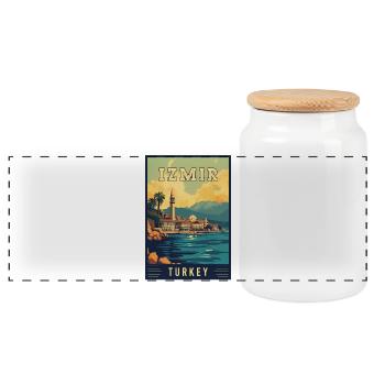 Découvrez la beauté d’Izmir en Turquie - Boîte à biscuits avec couvercle en bois - blanc - Devant