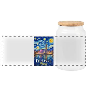Le Havre, France - Boîte à biscuits avec couvercle en bois - blanc - Devant