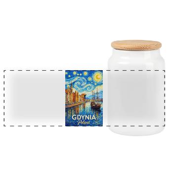 Gdynia, Polen - Panorama Keksdose mit Holzdeckel - Weiß - Vorne