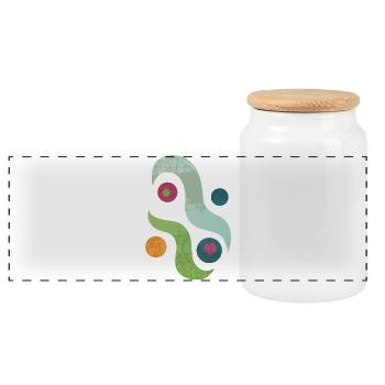 Yoga design_46 - Panoramic Cookie Jar with Wooden Lid - white - Front