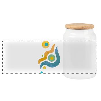 Yoga design_44 - Panoramic Cookie Jar with Wooden Lid - white - Front