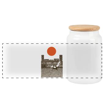 Audio enjoyment - Panoramic Cookie Jar with Wooden Lid - white - Front